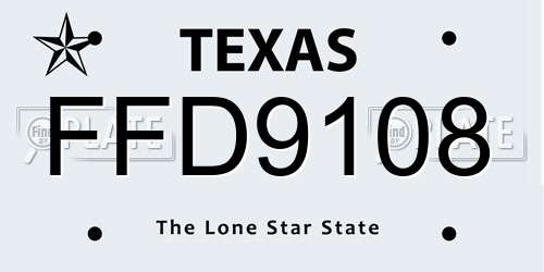 FFD9108 Texas License Plate