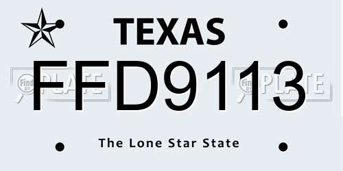 FFD9113 Texas License Plate