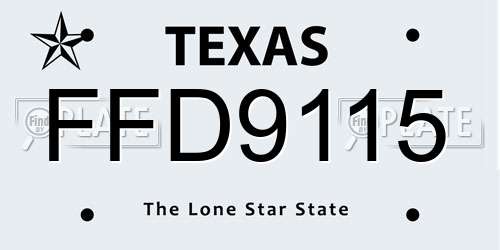 FFD9115 Texas License Plate