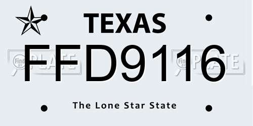 FFD9116 Texas License Plate