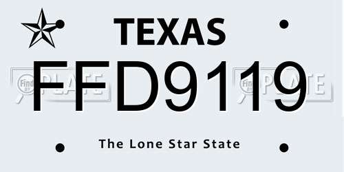 FFD9119 Texas License Plate