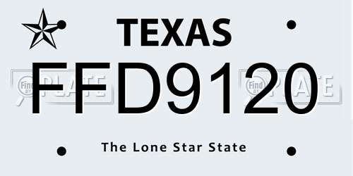 FFD9120 Texas License Plate