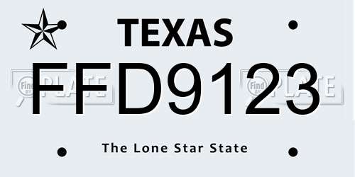 FFD9123 Texas License Plate
