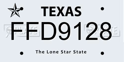 FFD9128 Texas License Plate