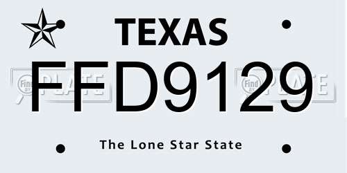 FFD9129 Texas License Plate