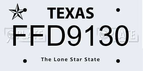 FFD9130 Texas License Plate