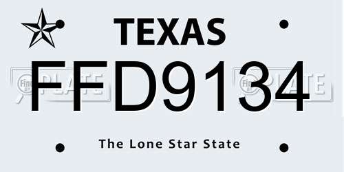 FFD9134 Texas License Plate