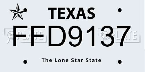 FFD9137 Texas License Plate