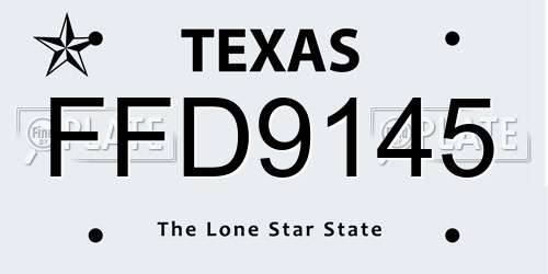 FFD9145 Texas License Plate