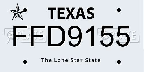 FFD9155 Texas License Plate