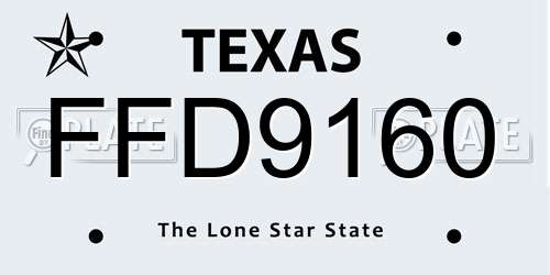 FFD9160 Texas License Plate