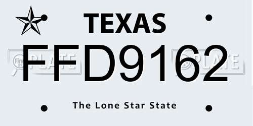 FFD9162 Texas License Plate