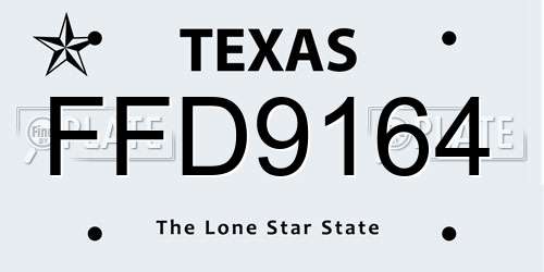 FFD9164 Texas License Plate