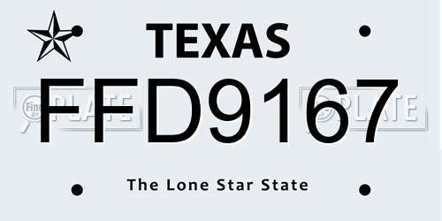 FFD9167 Texas License Plate