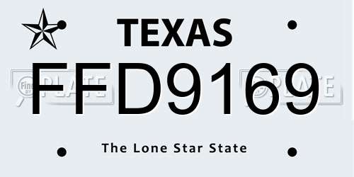 FFD9169 Texas License Plate