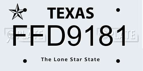 FFD9181 Texas License Plate