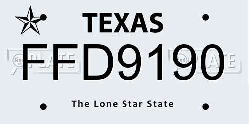 FFD9190 Texas License Plate