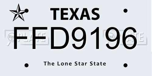 FFD9196 Texas License Plate