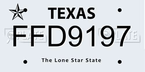 FFD9197 Texas License Plate