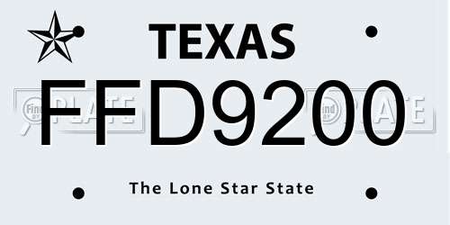 FFD9200 Texas License Plate