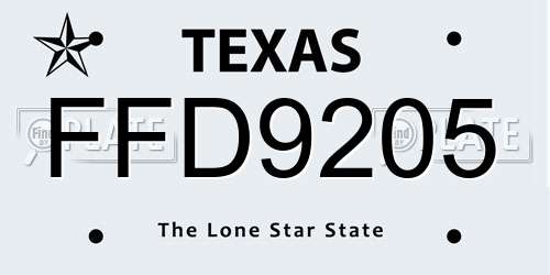 FFD9205 Texas License Plate