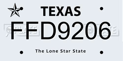 FFD9206 Texas License Plate