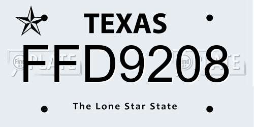 FFD9208 Texas License Plate