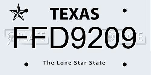 FFD9209 Texas License Plate