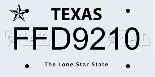 FFD9210 Texas License Plate