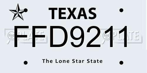 FFD9211 Texas License Plate