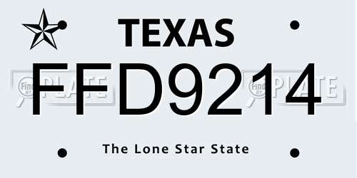 FFD9214 Texas License Plate