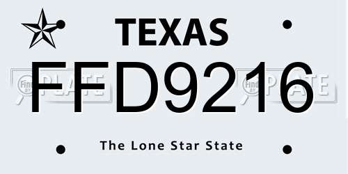 FFD9216 Texas License Plate