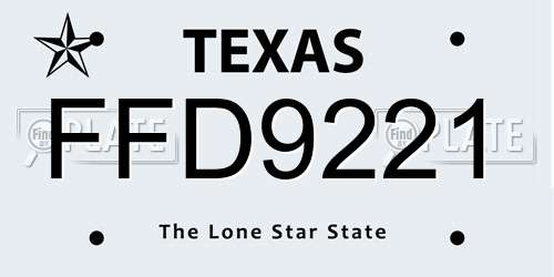 FFD9221 Texas License Plate