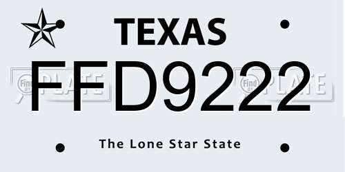 FFD9222 Texas License Plate
