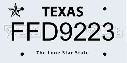 FFD9223 Texas License Plate