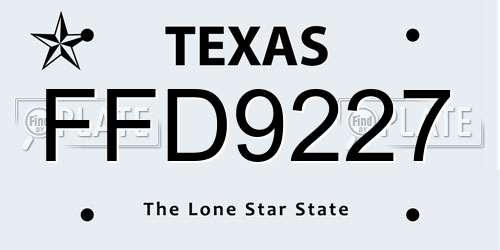 FFD9227 Texas License Plate