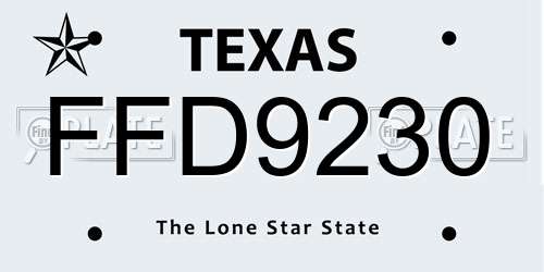 FFD9230 Texas License Plate