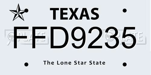 FFD9235 Texas License Plate