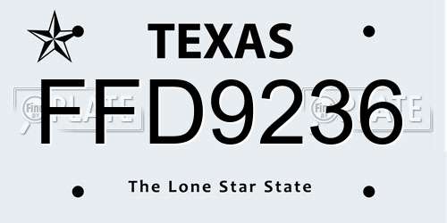 FFD9236 Texas License Plate