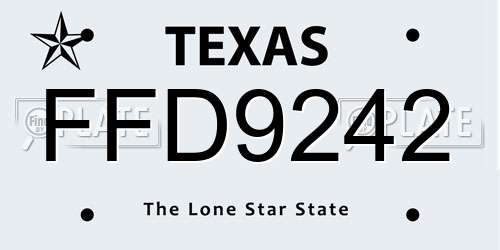 FFD9242 Texas License Plate