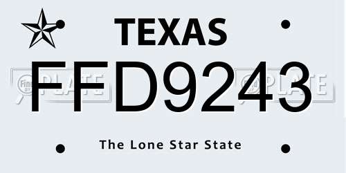 FFD9243 Texas License Plate
