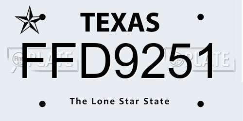 FFD9251 Texas License Plate