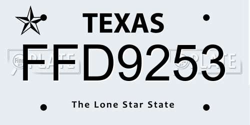FFD9253 Texas License Plate