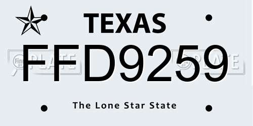 FFD9259 Texas License Plate