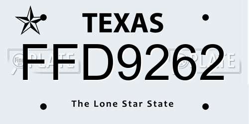 FFD9262 Texas License Plate