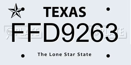 FFD9263 Texas License Plate