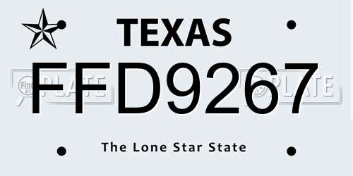 FFD9267 Texas License Plate