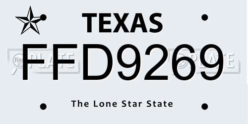 FFD9269 Texas License Plate
