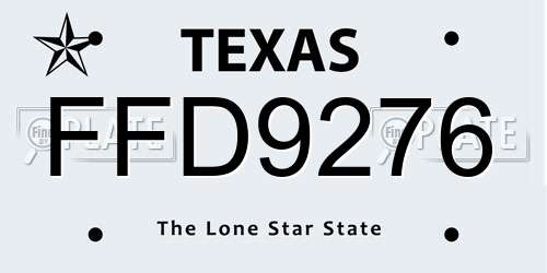 FFD9276 Texas License Plate