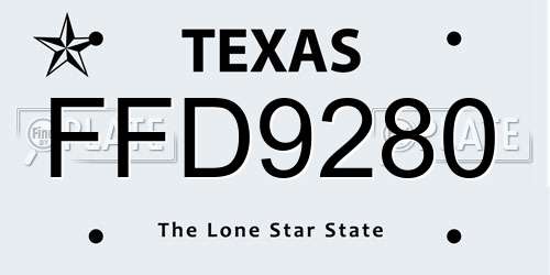FFD9280 Texas License Plate